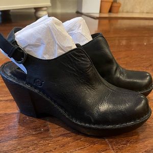 Born Black Leather Slingbacks